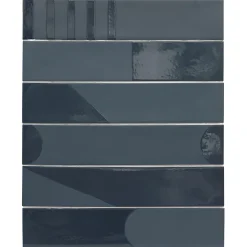 Aelle Carrelage Carrelage sol / mur brique déco mixe mate et brillant effet béton bleu pétrole 6x30 cm WADI DECOR INDACO- Carrelage Sol Pour Salle De Bains