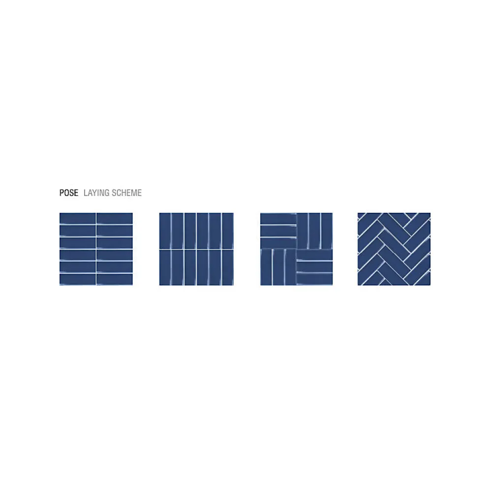 Aelle Carrelage Carrelage sol / mur briquette rectangulaire uni bleu foncé brillant 5X15 cm FÄRGBLOCK LUCIDO OCEANO FGB105L- Carrelage Sol Uni|Carrelage Sol Pour Wc