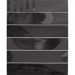Aelle Carrelage Carrelage sol / mur brique déco mixe mate et brillant effet béton noir 6x30 cm WADI DECOR NOIR- Carrelage Sol Effet Béton