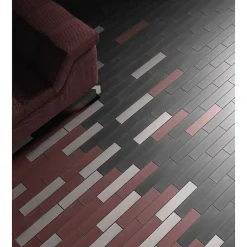Aelle Carrelage Carrelage sol / mur brique déco mixe mate et brillant effet béton noir 6x30 cm WADI DECOR NOIR- Carrelage Sol Effet Béton