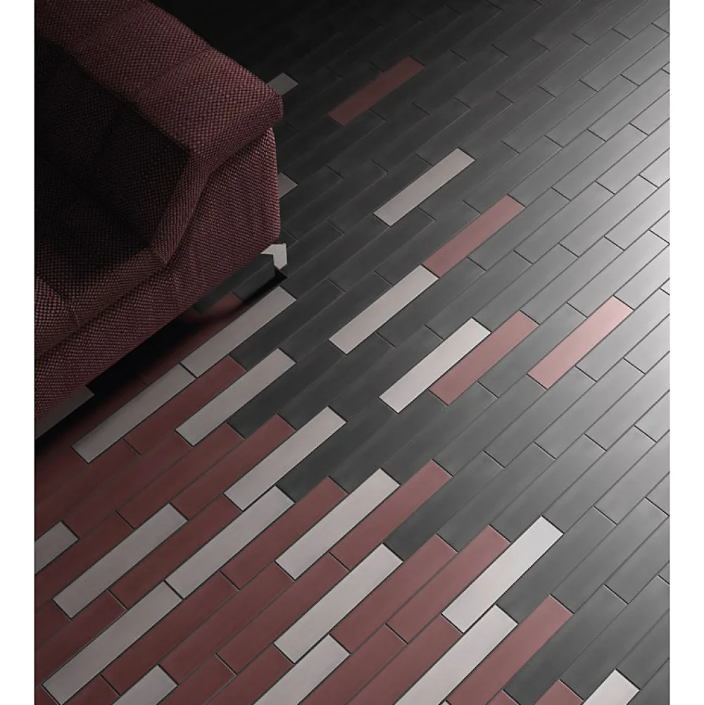 Aelle Carrelage Carrelage sol / mur brique déco mixe mate et brillant effet béton noir 6x30 cm WADI DECOR NOIR- Carrelage Sol Effet Béton