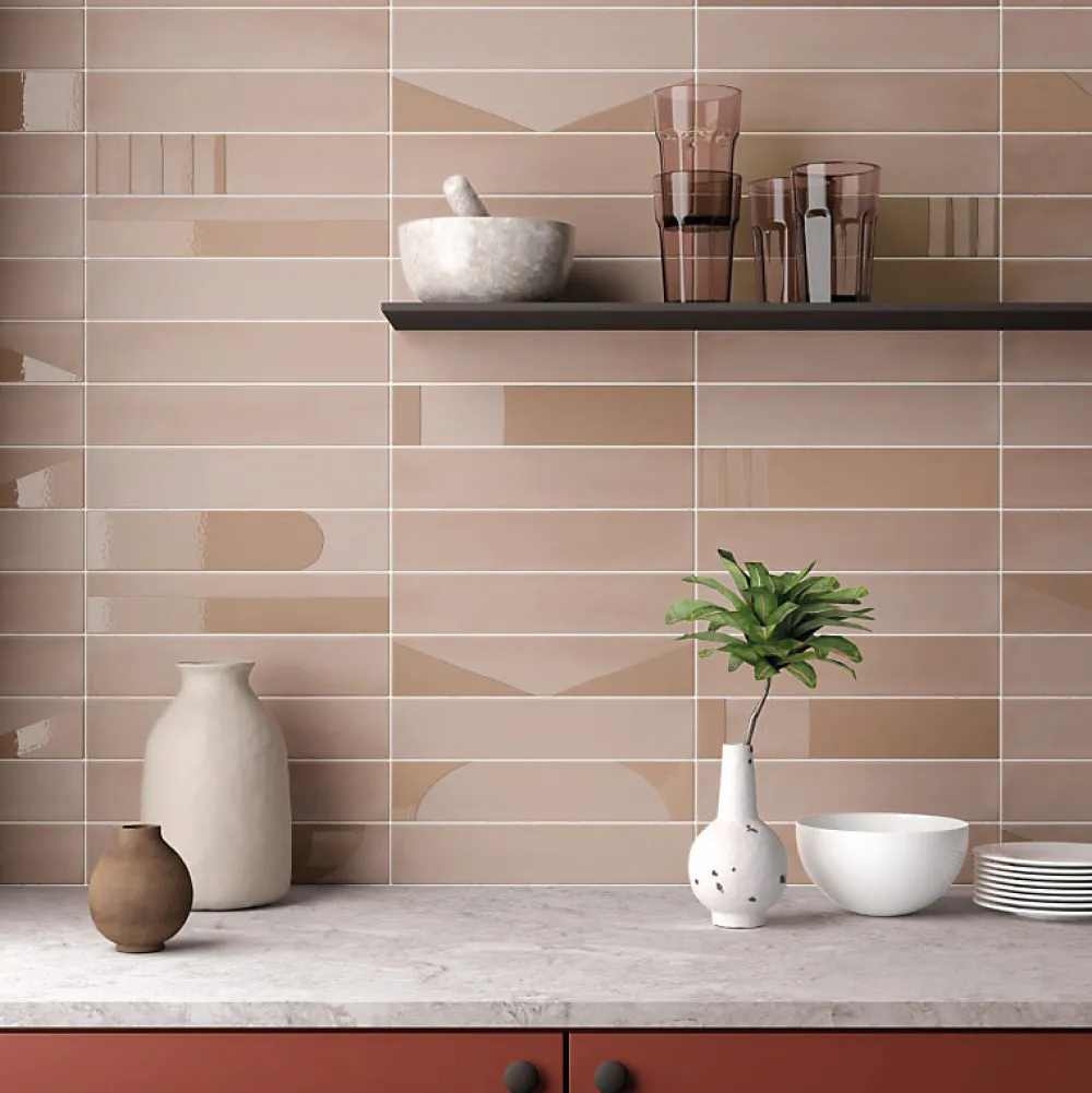 Aelle Carrelage Carrelage Sol Effet Béton<Carrelage sol / mur brique déco mixe mate et brillant effet béton taupe 6x30 cm WADI DECOR TAUPE