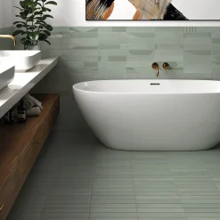 Aelle Carrelage Carrelage Sol Pour Salle De Bains|Carrelage Sol Effet Béton<Carrelage sol / mur brique déco mixe mate et brillant effet béton vert menthe 6x30 cm WADI DECOR MINT