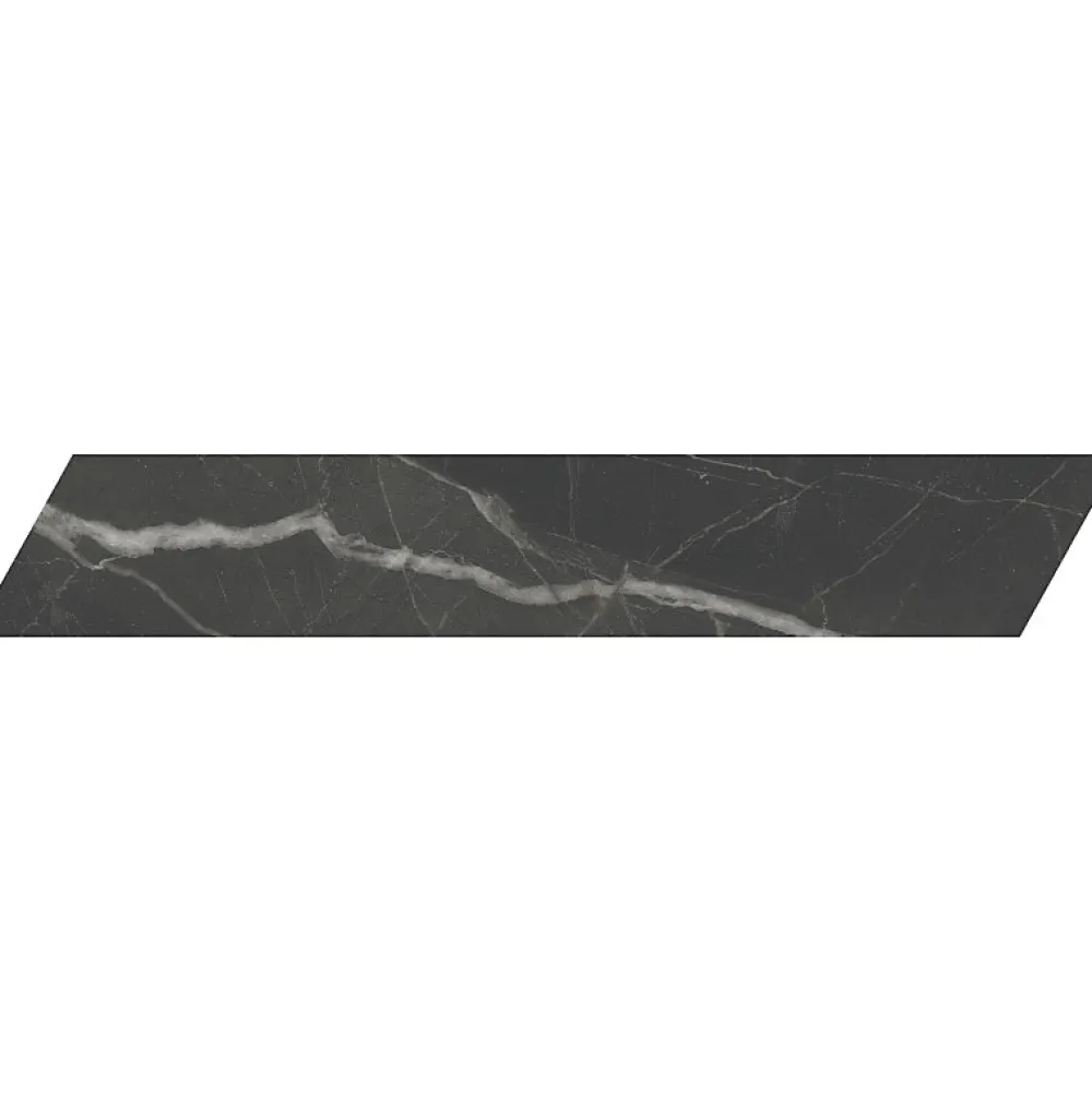Aelle Carrelage Carrelage Sol Effet Marbre<Carrelage sol / mur chevron effet marbre noir 7,4X45 cmm - SCULTOREA Dark diamond chevron J475