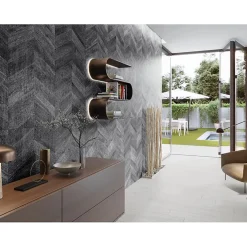 Eiffel art construction Carrelage Sol Effet Bois|Carrelage Sol Pour Pièce À Vivre<Carrelage sol / mur effet bois design chevron 60x120 cm ARTWOOD CHEVRON BLACK (vendu par boite de 1.44m2)