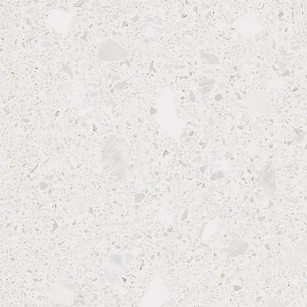 Eiffel art construction Carrelage sol / mur effet terrazzo blanc brillant 80x80 cm MISCELA NACAR POLISHED(vendu par boite de 1.26m2)- Carrelage Sol Effet Terrazzo