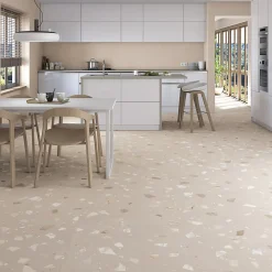 Eiffel art construction Carrelage Sol Effet Terrazzo<Carrelage sol / mur effet terrazzo 80x80 cm RIBE R BEIGE(vendu par boite de 1.28m2)
