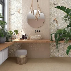 Aelle Carrelage Carrelage sol / mur effet terrazzo 80x80 cm NIZA-R Beige- Carrelage Sol Effet Pierre