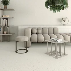 Eiffel art construction Carrelage sol / mur effet terrazzo grand format blanc 80x80 cm MICRA R Blanco- Carrelage Sol Effet Terrazzo