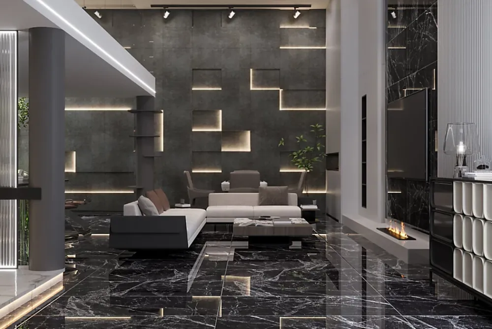 Limcaro Carrelage Sol Pour Pièce À Vivre|Carrelage Sol Effet Marbre<Carrelage sol / mur effet marbre noir MAJESTIC BLACK l.60 x L.120 cm Brilliant
