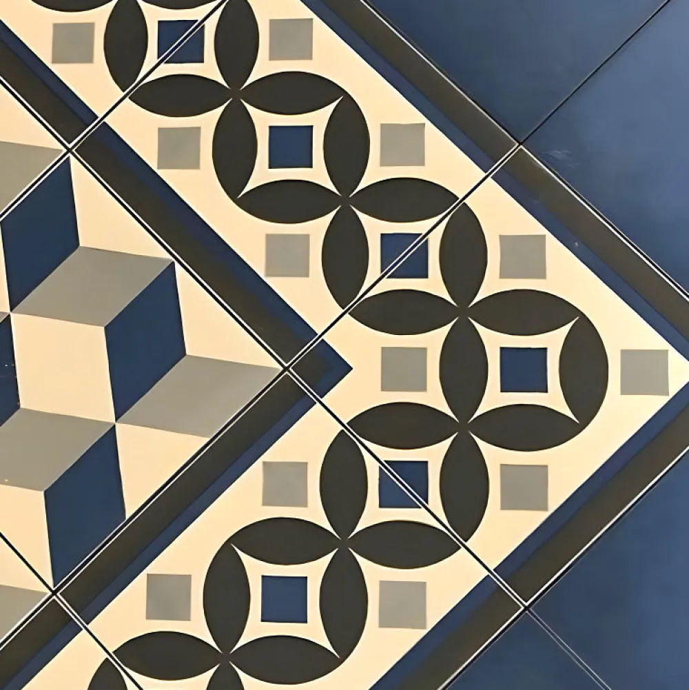 Aelle Carrelage Carrelage sol / mur effet ciment motif cube 20x20 cm 1900 GÜELL 3 ANGLE- Carrelage Sol Pour Cuisine|Carrelage Sol Effet Carreaux De Ciment