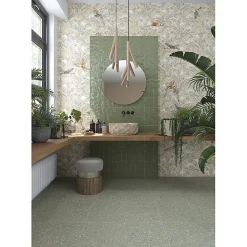 Aelle Carrelage Carrelage sol / mur effet terrazzo 80x80 cm NIZA-R Verde- Carrelage Sol Effet Terrazzo