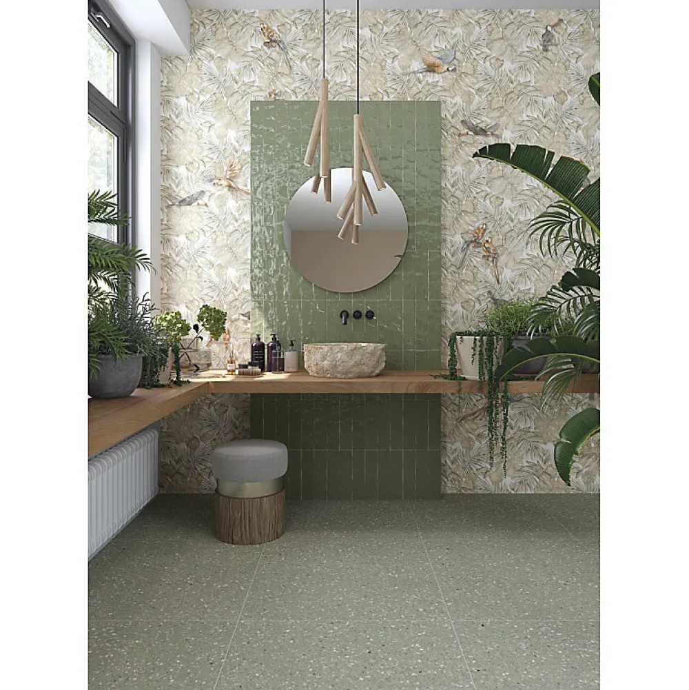 Aelle Carrelage Carrelage sol / mur effet terrazzo 80x80 cm NIZA-R Verde- Carrelage Sol Effet Terrazzo