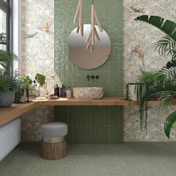 Aelle Carrelage Carrelage sol / mur effet terrazzo 80x80 cm NIZA-R Verde- Carrelage Sol Effet Terrazzo