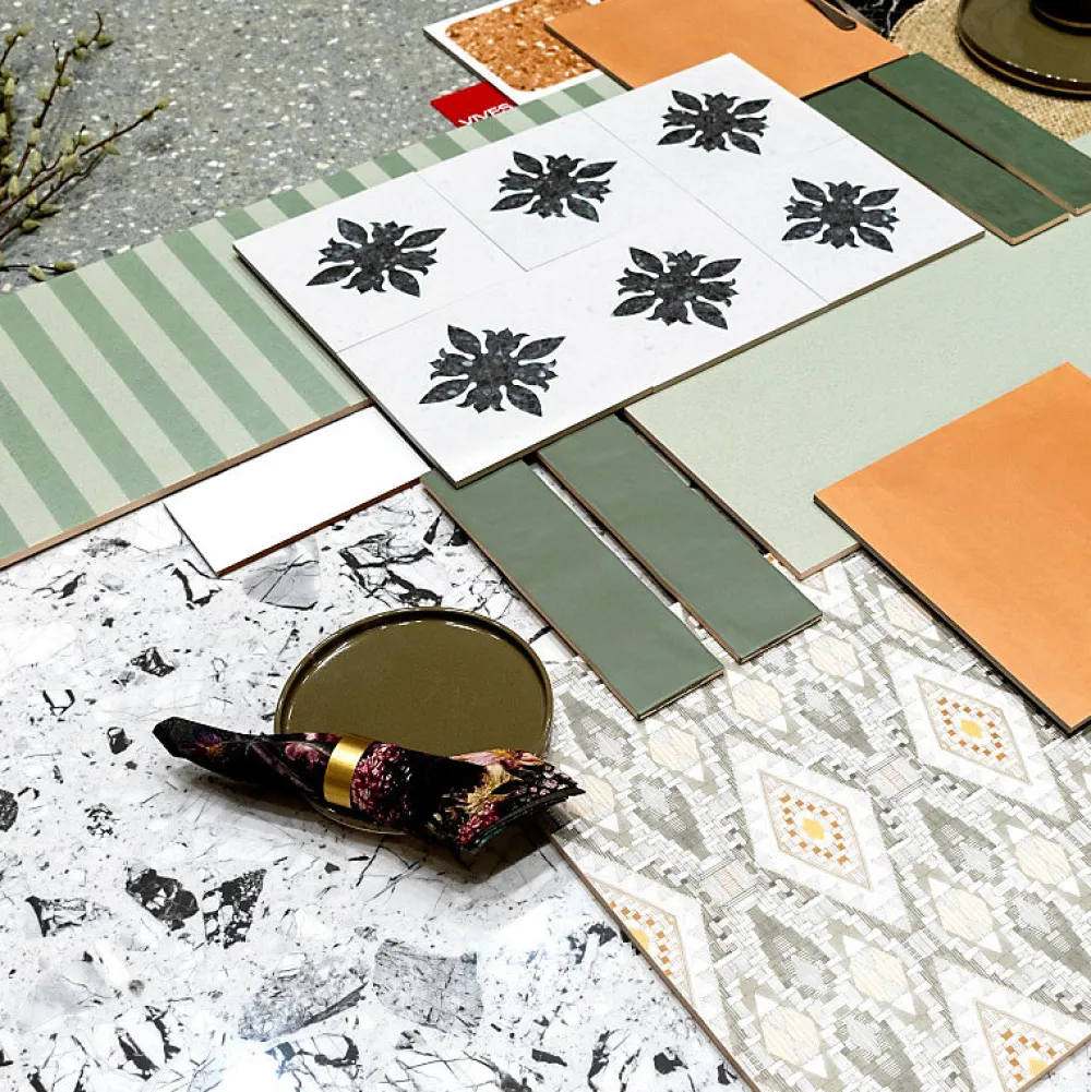 Aelle Carrelage Carrelage sol / mur effet terrazzo 80x80 cm NIZA-R Verde- Carrelage Sol Effet Terrazzo