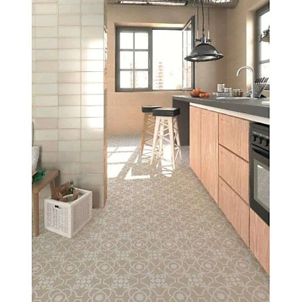 Aelle Carrelage Carrelage sol / mur effet ciment gris 20x20 cm - CAPRICE PROVENCE ANGLE- Carrelage Sol Effet Carreaux De Ciment|Carrelage Sol Pour Cuisine