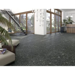 Eiffel art construction Carrelage sol / mur effet terrazzzo noir 20x20 cm STRACCIATELLA BATTUTO GRAFITO (vendu par boite 1m2)- Carrelage Sol Effet Terrazzo