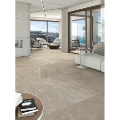 Aelle Carrelage Carrelage sol / mur effet pierre taupe 120x120 cm BETILO R TAUPE- Carrelage Sol Effet Pierre