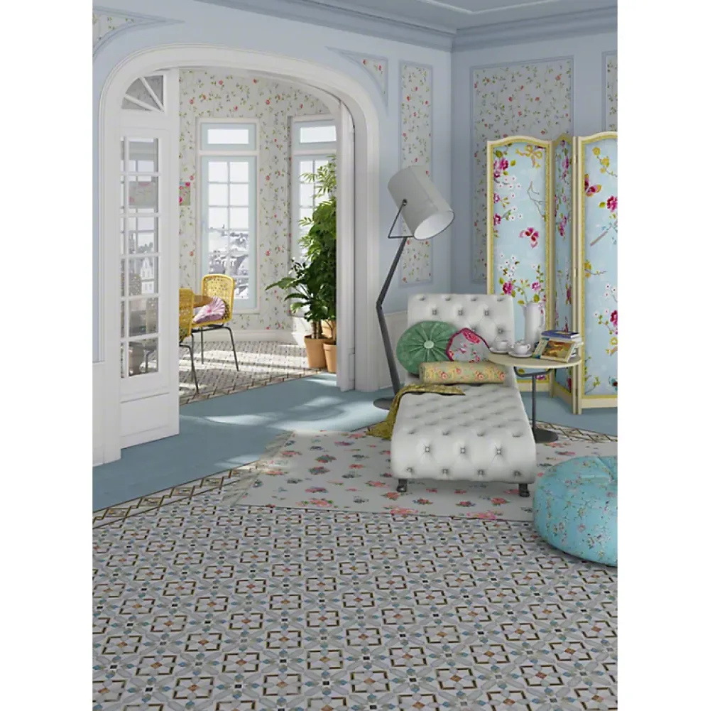 Aelle Carrelage Carrelage sol / mur effet ciment 20x20 cm VODEVIL MOTIF DEMEL- Carrelage Sol Effet Carreaux De Ciment