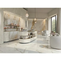 Aelle Carrelage Carrelage sol / mur effet marbre beige, gris 120X120 cm - SCULTOREA calacatta vena antica J451- Carrelage Sol Effet Marbre|Carrelage Sol Pour Pièce À Vivre