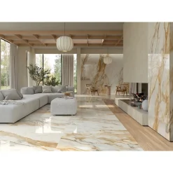 Aelle Carrelage Carrelage sol / mur effet marbre beige, gris 120X120 cm - SCULTOREA calacatta vena antica J451- Carrelage Sol Effet Marbre|Carrelage Sol Pour Pièce À Vivre
