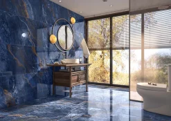 Limcaro Carrelage sol / mur effet marbre bleu LYTHOS BLUE l.60 x L.120 cm Brilliant- Carrelage Sol Effet Marbre|Carrelage Sol Pour Salle De Bains
