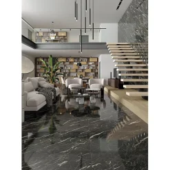 Aelle Carrelage Carrelage sol / mur effet marbre gris anthracite mate 60x120 cm MARBLELOUS Wailea R- Carrelage Sol Effet Marbre