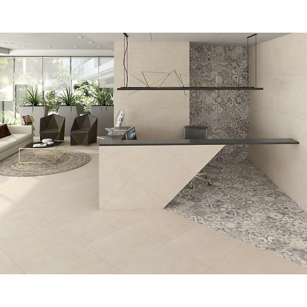Aelle Carrelage Carrelage sol / mur effet béton beige 120x120 cm NASSAU CREMA- Carrelage Sol Effet Béton