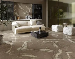 Limcaro Carrelage sol / mur effet marbre BERRY BROWN l.60 x L.120 cm Brillant- Carrelage Sol Pour Pièce À Vivre|Carrelage Sol Effet Marbre