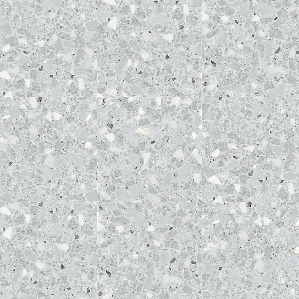 Aelle Carrelage Carrelage sol / mur effet terrazzo brillant 80x80 cm MONACO R GRIS PULIDO- Carrelage Sol Effet Pierre