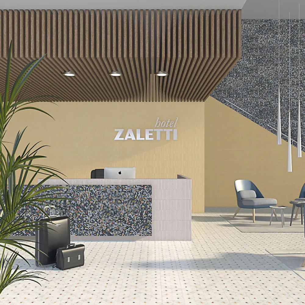 Eiffel art construction Carrelage sol / mur effet terrazzzo coloré à motif 20x20 cm STRACCIATELLA ZELTEN(vendu par boite 1m2)- Carrelage Sol Effet Terrazzo