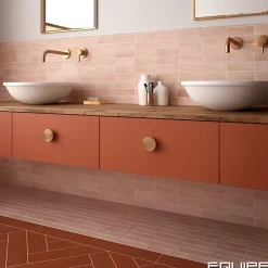Aelle Carrelage Carrelage sol / mur effet zellige bejmat marocain 5X15 cm rose mate 5X15 cm COCO ORHARD PINK MATT- Carrelage Sol Uni