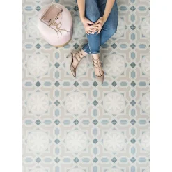 Aelle Carrelage Carrelage sol / mur effet ciment motif fleur 20x20 cm ALAMEDA LINDEN R CIELO- Carrelage Sol Uni|Carrelage Sol Pour Wc