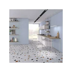 Eiffel art construction Carrelage sol / mur effet terrazzzo coloré 120x120 cm STRACCIATELLA NACAR(vendu par boite 1.44m2)- Carrelage Sol Effet Terrazzo