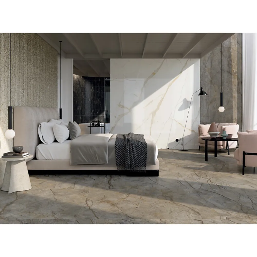 Aelle Carrelage Carrelage Sol Effet Marbre|Carrelage Sol Pour Pièce À Vivre<Carrelage sol / mur effet marbre brun, gris 120X120 cm - SCULTOREA River grey J454