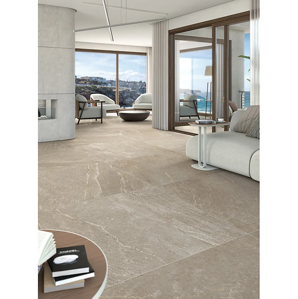 Aelle Carrelage Carrelage sol / mur effet pierre taupe 80x80 cm BETILO R TAUPE- Carrelage Sol Effet Pierre