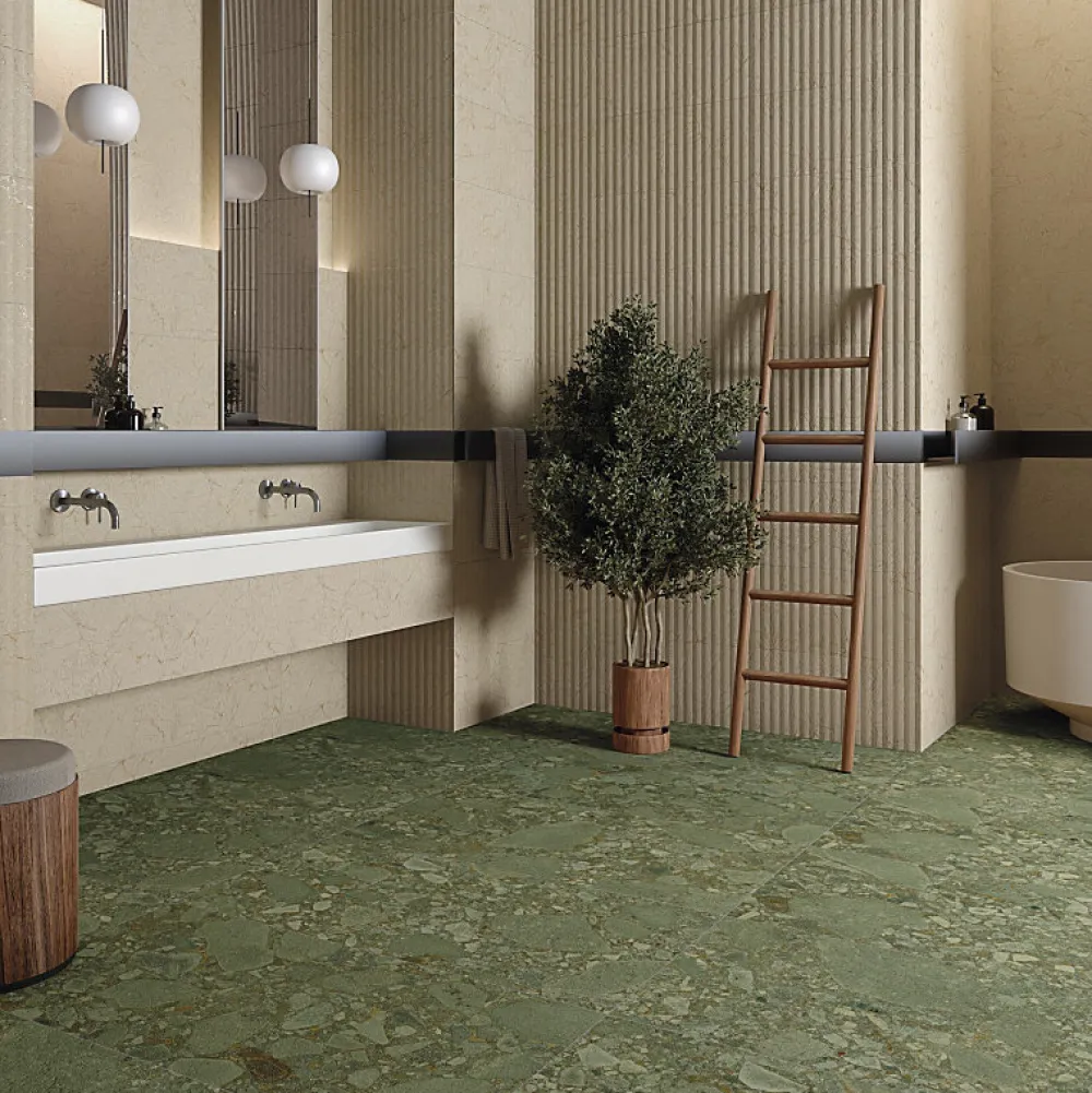 Aelle Carrelage Carrelage sol / mur effet terrazzo vert 80x80 cm GREEN GIADA- Carrelage Sol Effet Pierre