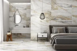 Limcaro Carrelage Sol Effet Marbre|Carrelage Sol Pour Pièce À Vivre<Carrelage sol / mur effet marbre blanc CHINA GOLD l.60 x L.120 cm Brilliant