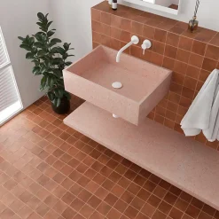Aelle Carrelage carrelage sol / mur effet zellige bejmat terracotta terre cuite 10x10 cm mate ARGILE COTTO- Carrelage Sol Pour Wc|Carrelage Sol Uni