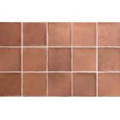 Aelle Carrelage carrelage sol / mur effet zellige bejmat terracotta terre cuite 10x10 cm mate ARGILE COTTO- Carrelage Sol Pour Wc|Carrelage Sol Uni