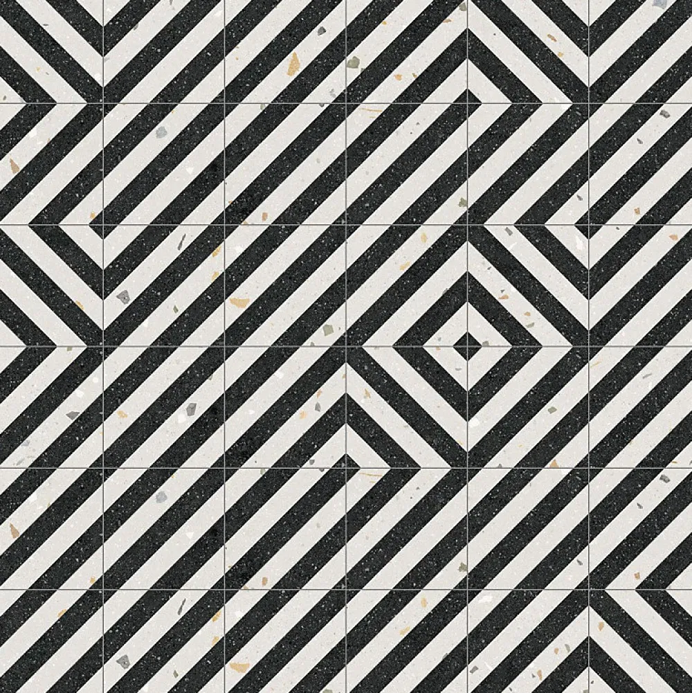 Eiffel art construction Carrelage sol / mur effet terrazzo 20x20 cm Croccante Pastiera Grafito(vendu par boite de 1m2)- Carrelage Sol Effet Terrazzo