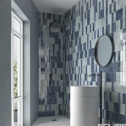 Aelle Carrelage Carrelage sol / mur effet zellige bejmat marocain 5X15 cm bleu brillant 5X15 cm COCO BLUE GRASS WALL- Carrelage Sol Pour Wc