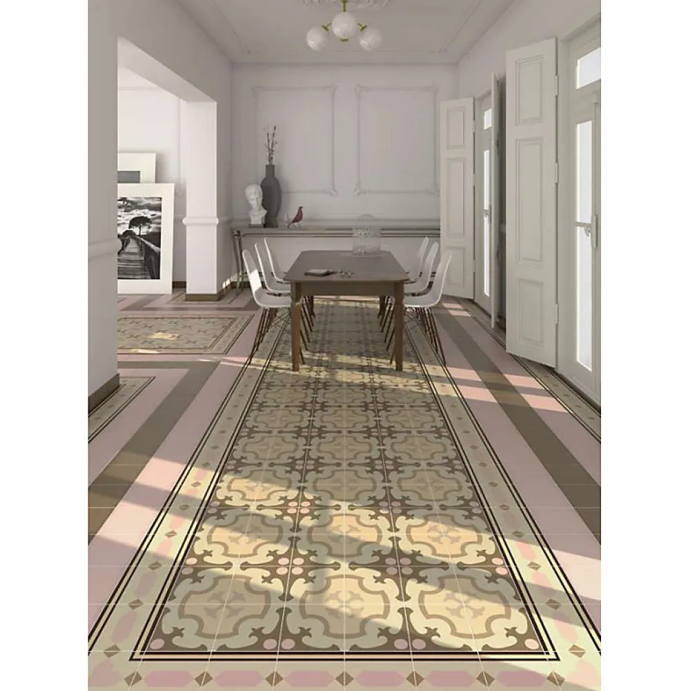 Aelle Carrelage Carrelage sol / mur effet ciment 20x20 cm 1900 ROURA 3 ANGLE- Carrelage Sol Effet Carreaux De Ciment|Carrelage Sol Pour Cuisine