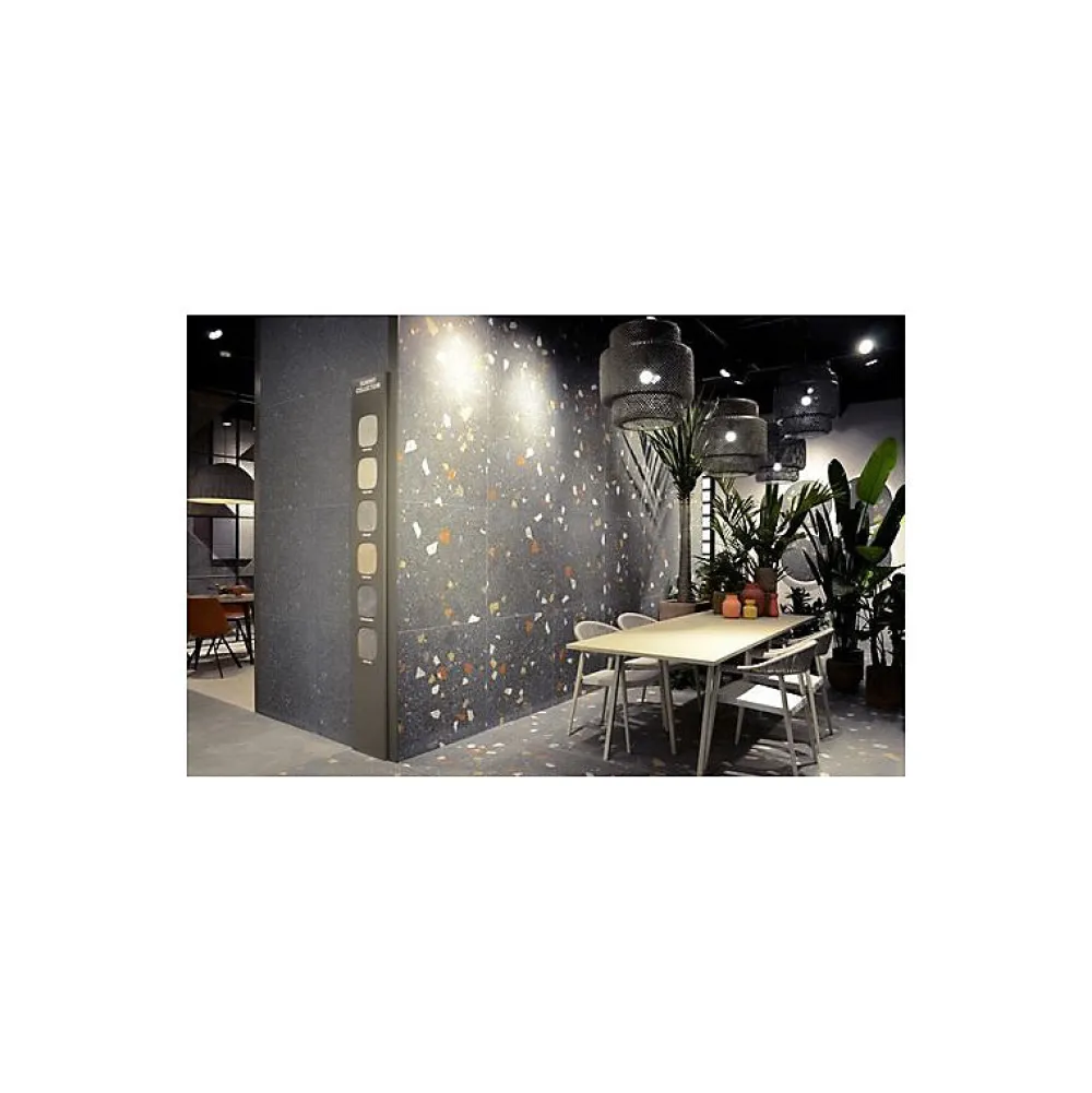 Eiffel art construction Carrelage sol / mur effet terrazzzo coloré 60x60 cm STRACCIATELLA GRAFITO(vendu par boite 1.44m2)- Carrelage Sol Effet Terrazzo