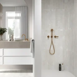 Aelle Carrelage carrelage sol / mur effet marbre blanc 7,5x60 cm - MARMONIS WHITE- Carrelage Sol Pour Salle De Bains