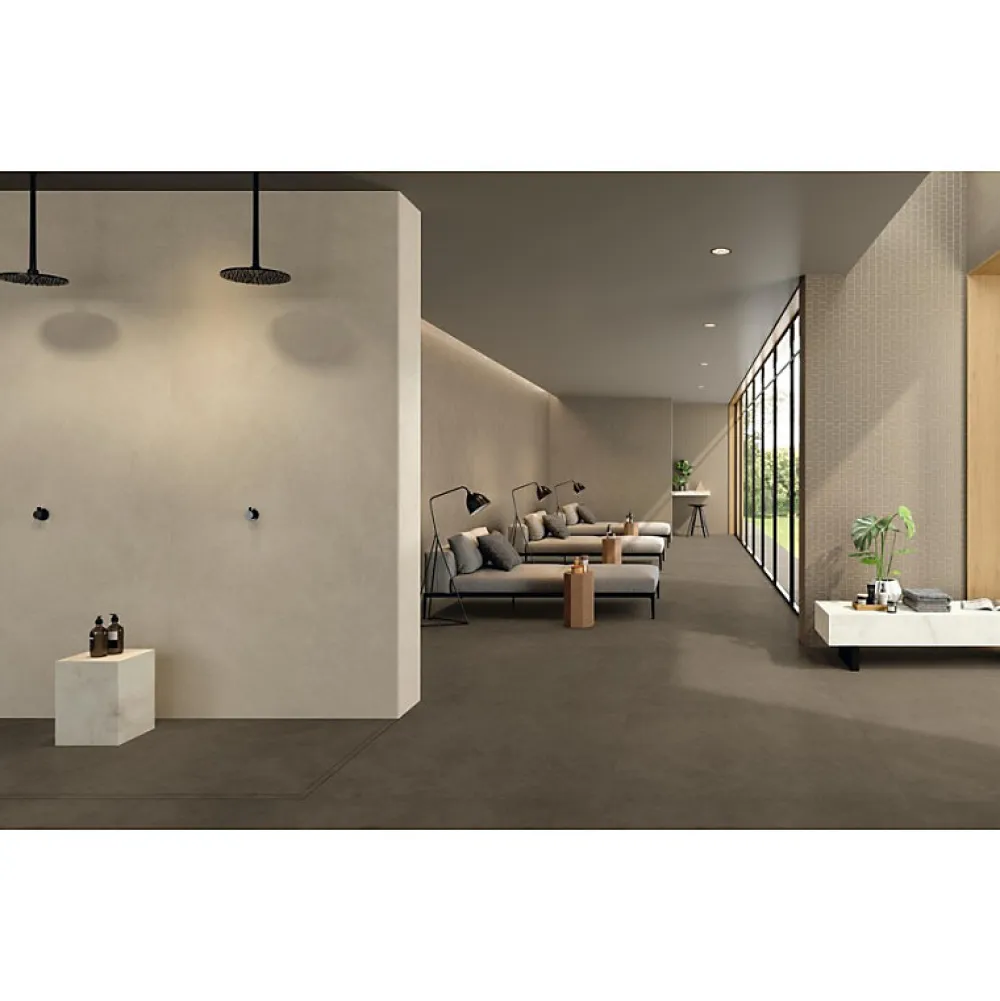 Aelle Carrelage Carrelage sol / mur effet béton ciré naturel 120x120 cm Boost natural umber- Carrelage Sol Effet Béton