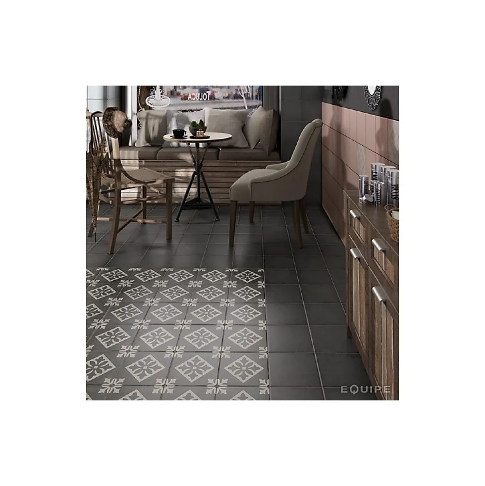Aelle Carrelage Carrelage sol / mur effet ciment motif gris foncé 20x20 cm ART NOUVEAU PADUA BLACK- Carrelage Sol Effet Carreaux De Ciment