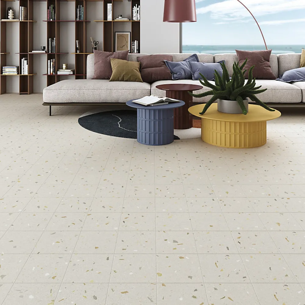 Eiffel art construction Carrelage sol / mur effet terrazzo 20x20 cm Croccante Tutti Frutti(vendu par boite de 1m2)- Carrelage Sol Effet Terrazzo