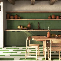 Aelle Carrelage Carrelage sol / mur effet ciment uni vert 20x20 cm 1900 VERDE- Carrelage Sol Effet Carreaux De Ciment