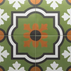 Aelle Carrelage Carrelage sol / mur effet ciment à motif 20x20 cm RIVOLI - MONACO VERDE- Carrelage Sol Effet Carreaux De Ciment